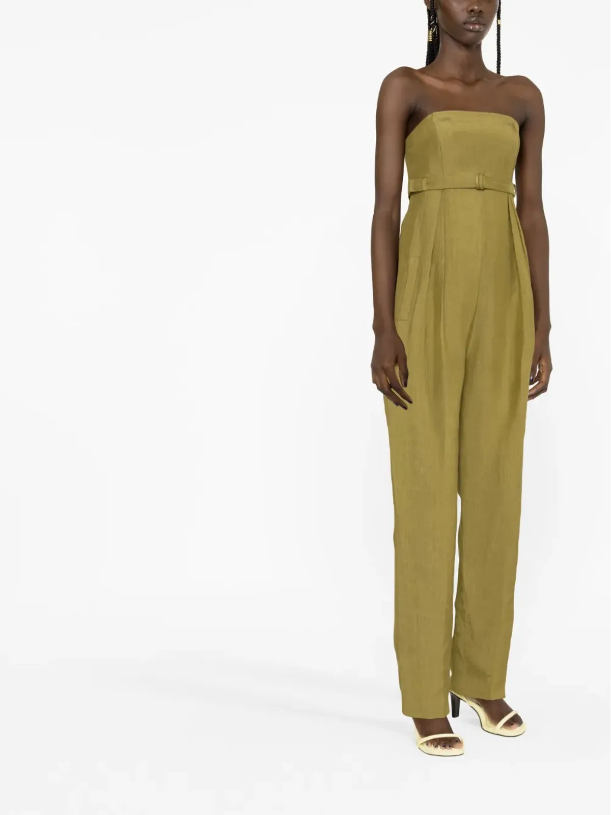 Alberta Ferretti ベルト付きストラップレスジャンプスーツ - 画像4