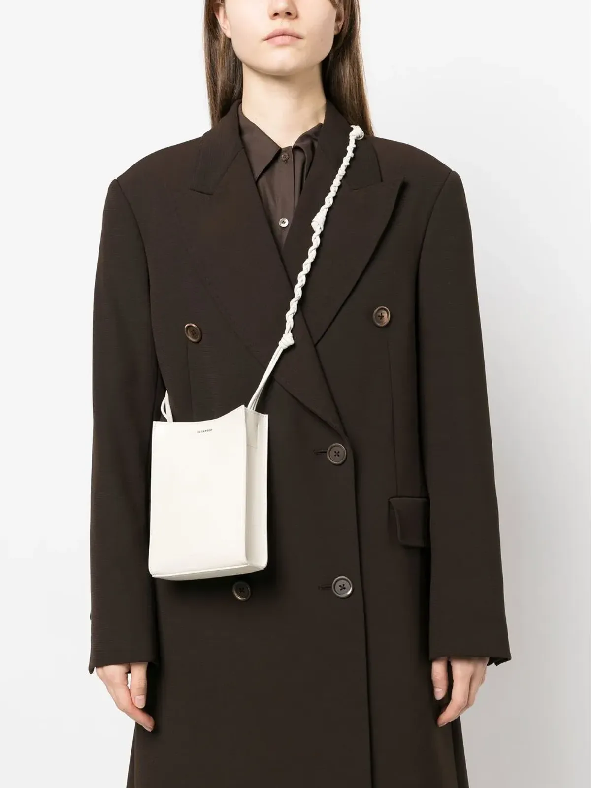 Jil Sander クロコダイルエフェクトレザー サッチェルバッグ - 画像2