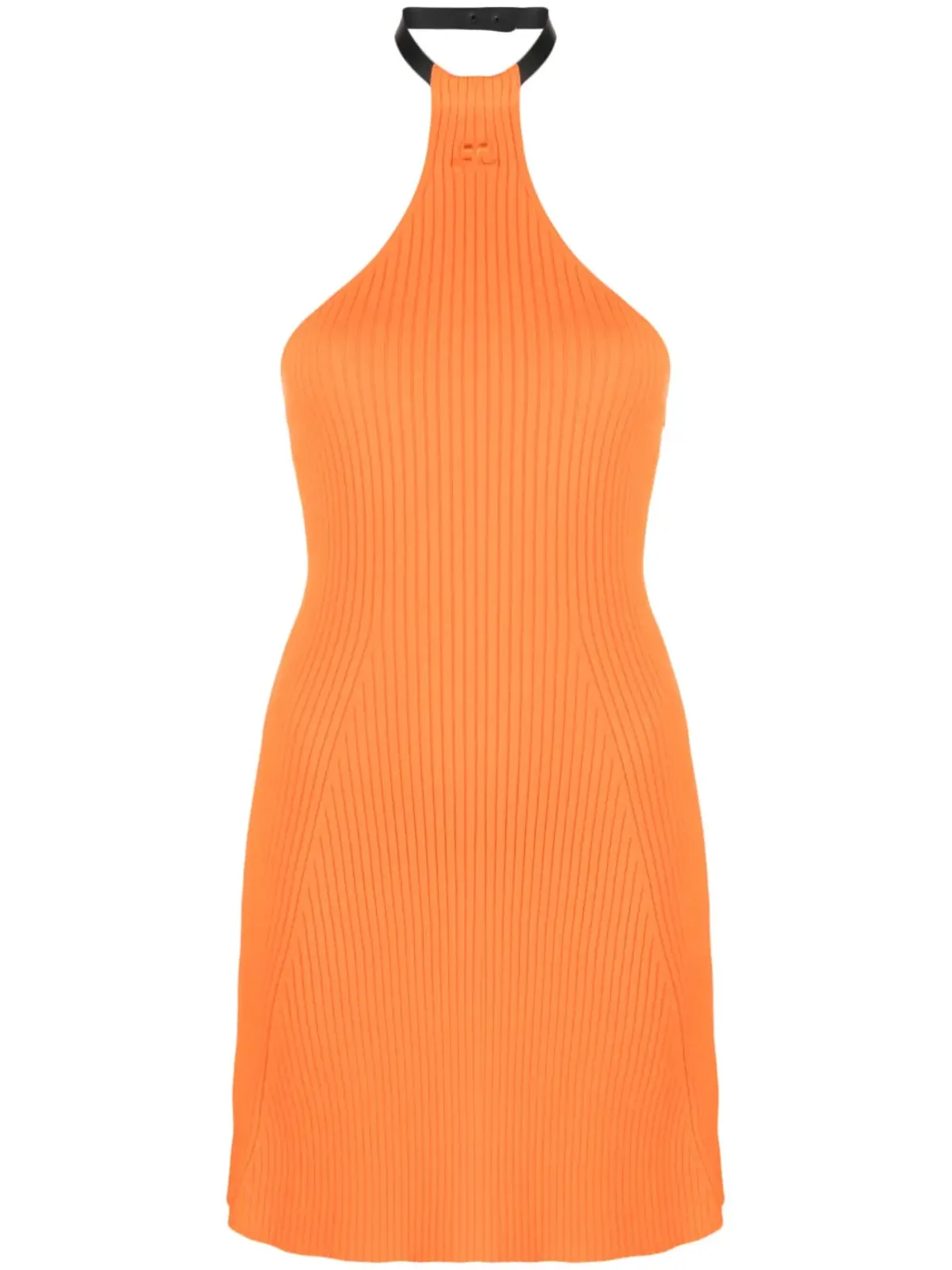 Courrèges ホルターネック リブニット ミニドレス - オレンジ - 画像1