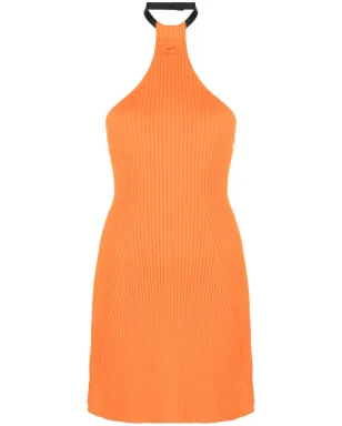 Courrèges ホルターネック リブニット ミニドレス - オレンジ - サムネイル1