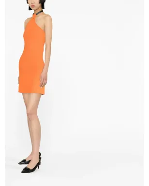 Courrèges ホルターネック リブニット ミニドレス - オレンジ - サムネイル2