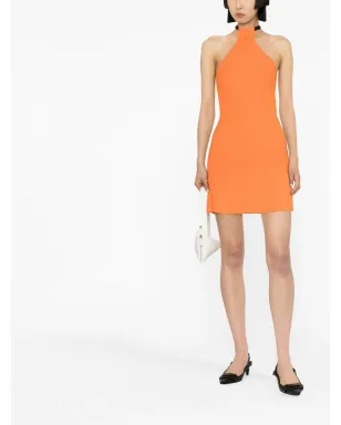 Courrèges ホルターネック リブニット ミニドレス - オレンジ - サムネイル3