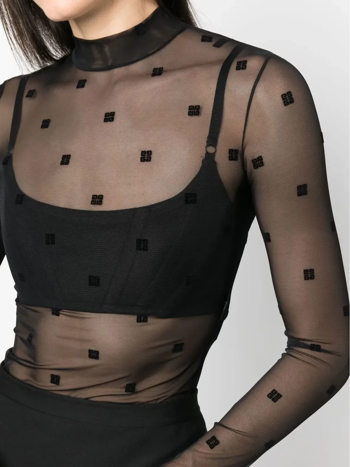 Givenchy ロゴプリント メッシュ ボディスーツ - 画像5
