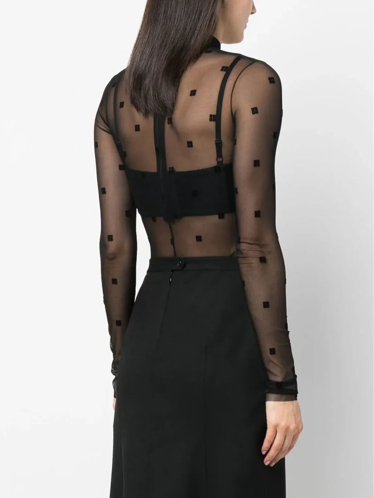 Givenchy ロゴプリント メッシュ ボディスーツ - 画像4