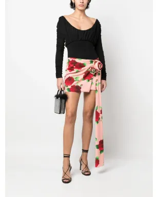 Magda Butrym ローズプリント ドレープミニスカート - サムネイル2