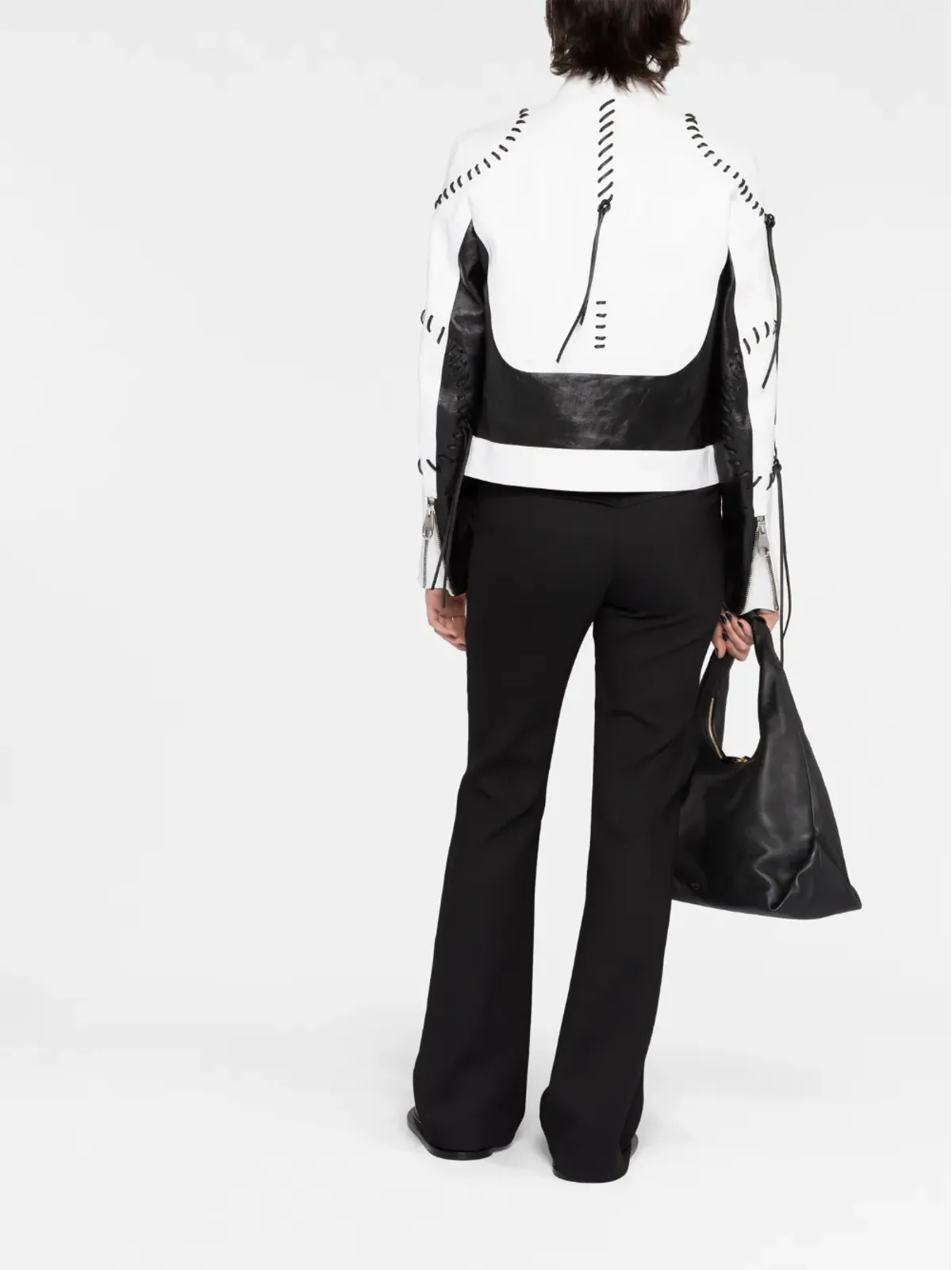 Chloé ホワイト ホイップステッチ入りレザージャケット - 画像4