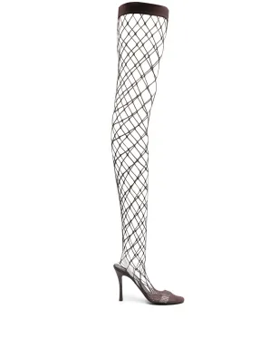 Stella McCartney 膝丈フィッシュネットブーツ（ブラウン） - サムネイル1