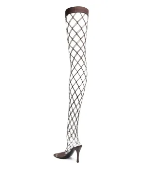 Stella McCartney 膝丈フィッシュネットブーツ（ブラウン） - サムネイル3