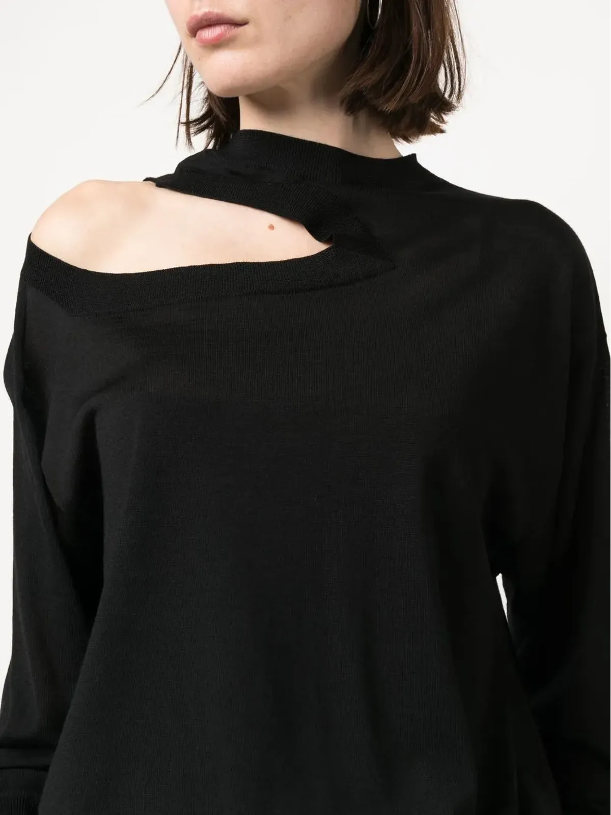 Stella McCartney カットアウトディテール付きニットトップ（ブラック） - 画像5