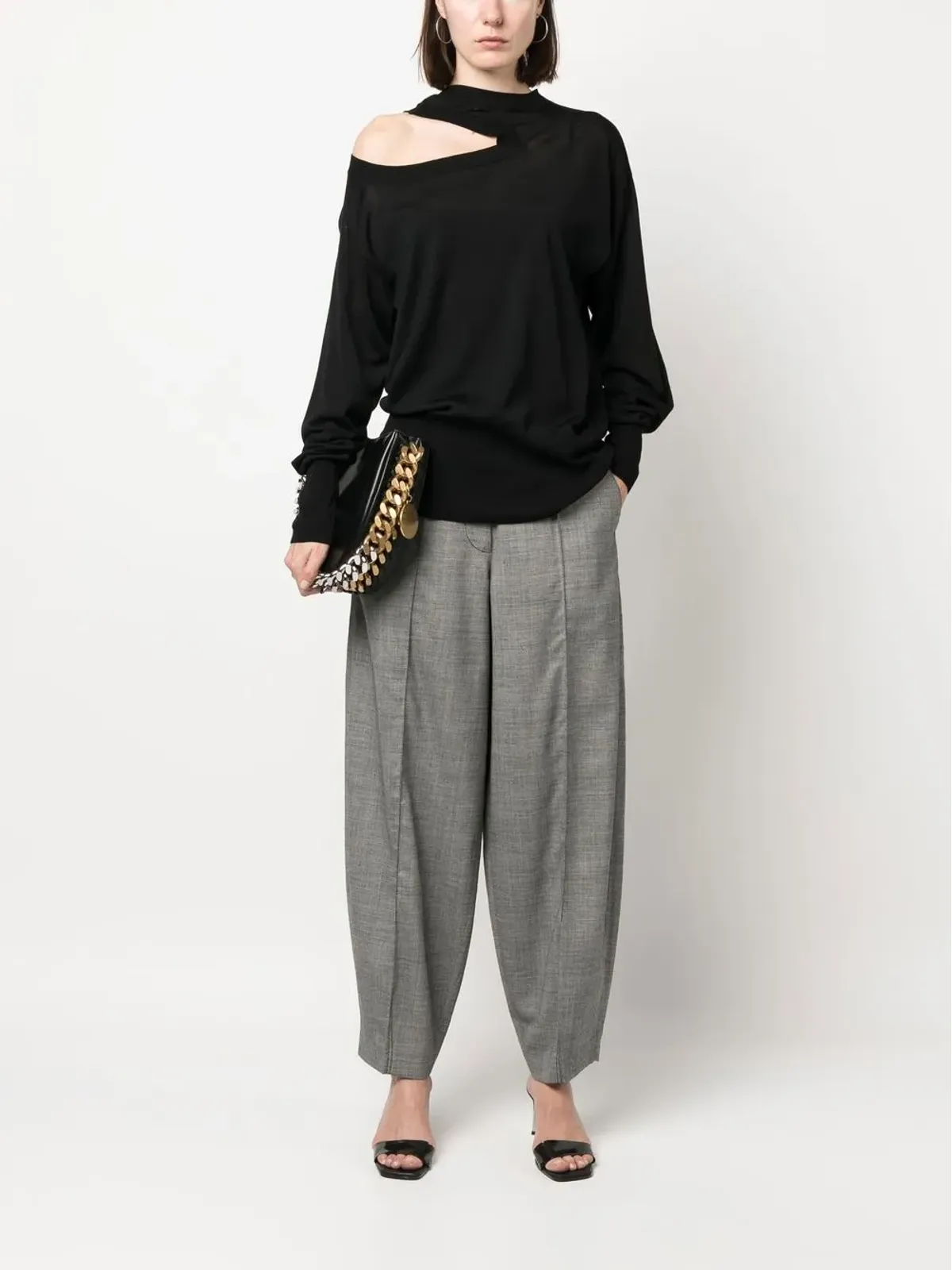 Stella McCartney カットアウトディテール付きニットトップ（ブラック） - 画像2