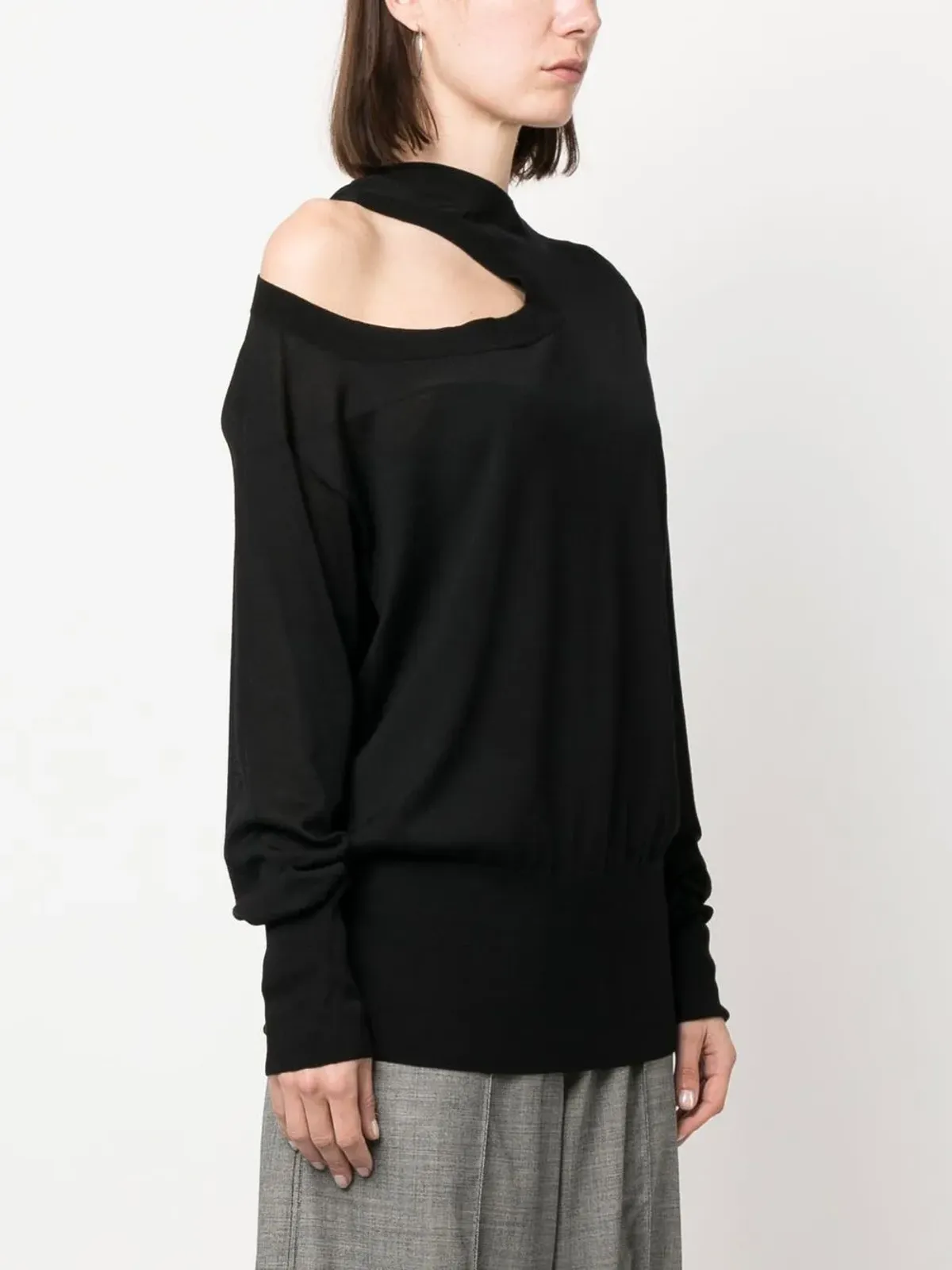 Stella McCartney カットアウトディテール付きニットトップ（ブラック） - 画像3