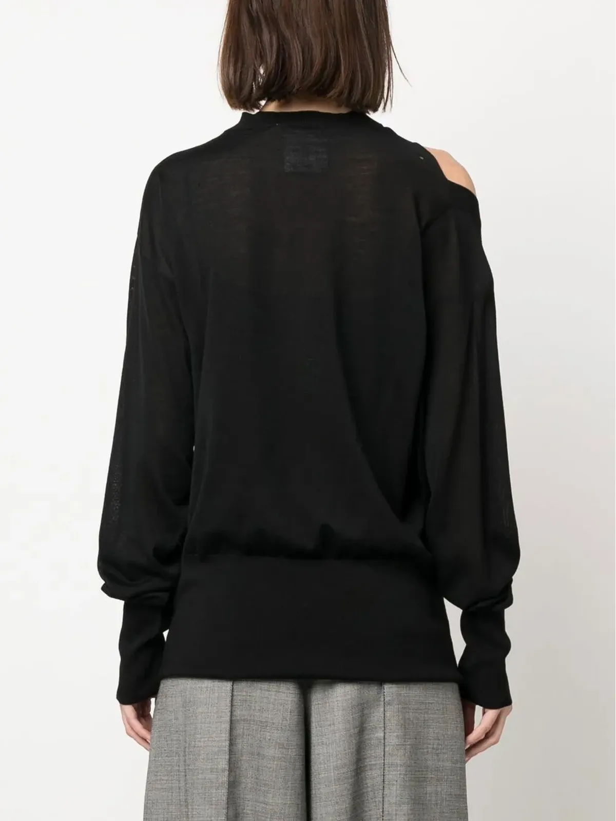 Stella McCartney カットアウトディテール付きニットトップ（ブラック） - 画像4