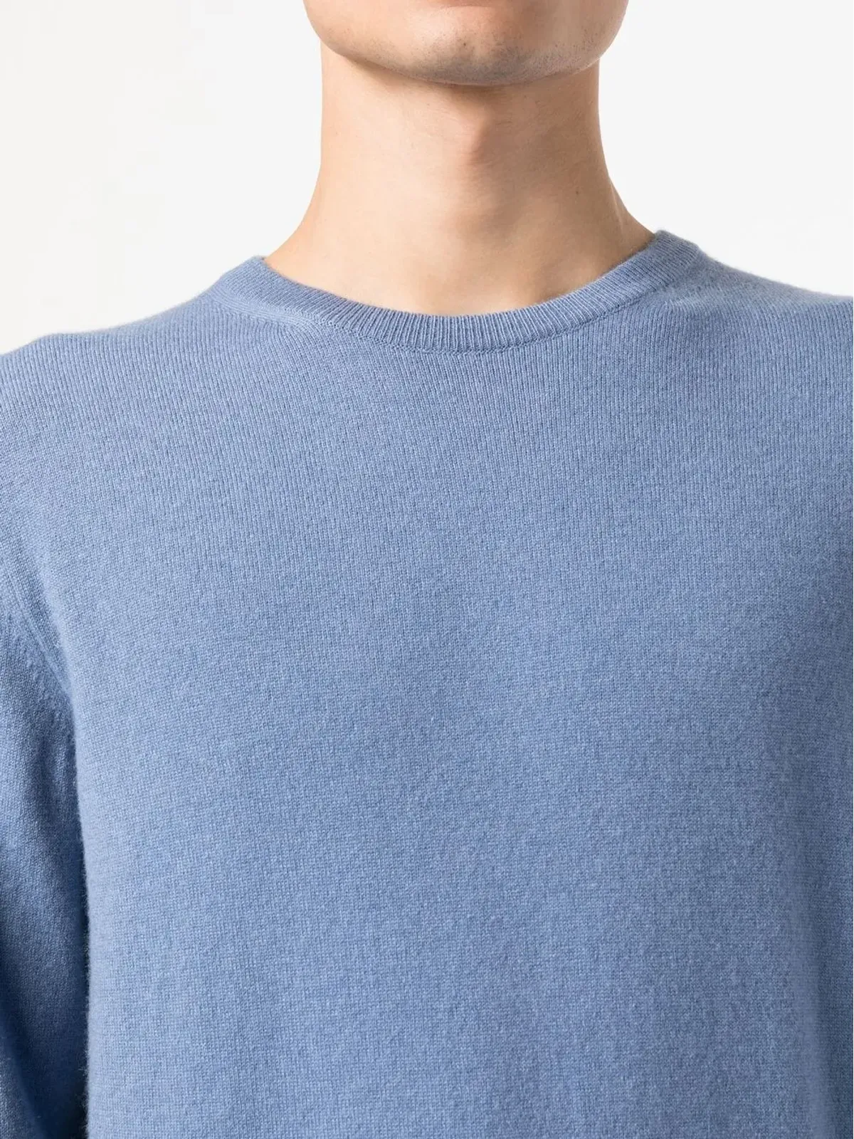 Zegna ブルーのリブ編みクルーネックセーター - 画像5