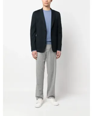 Zegna ブルーのリブ編みクルーネックセーター - サムネイル2