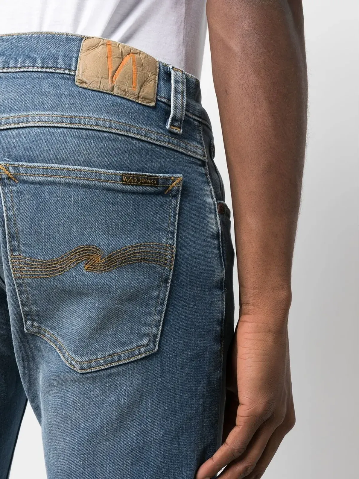 Nudie Jeans ロゴパッチストレートジーンズ - 画像5