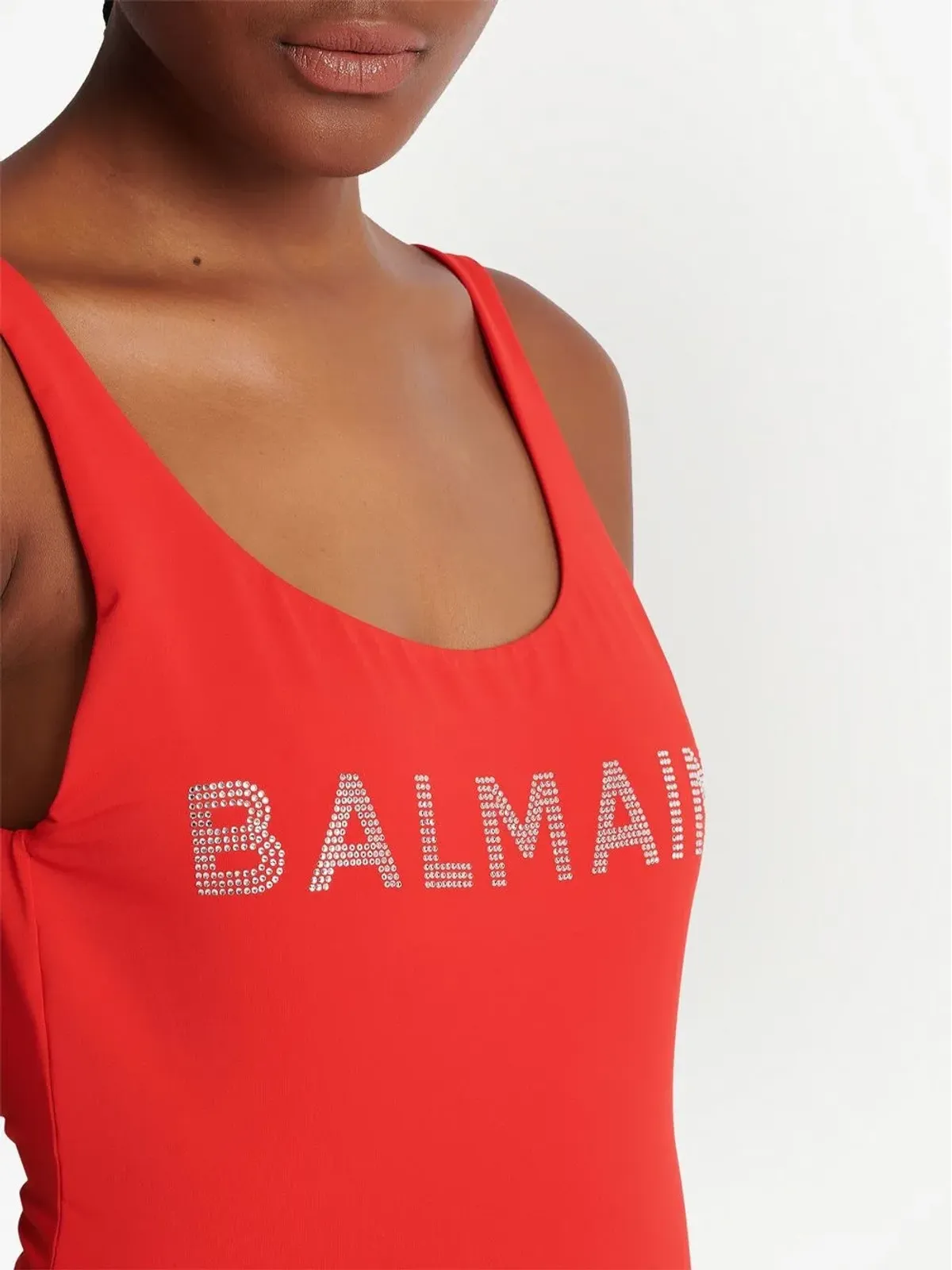 Balmain ロゴプリント ノースリーブ ワンピース水着 - レッド - 画像5
