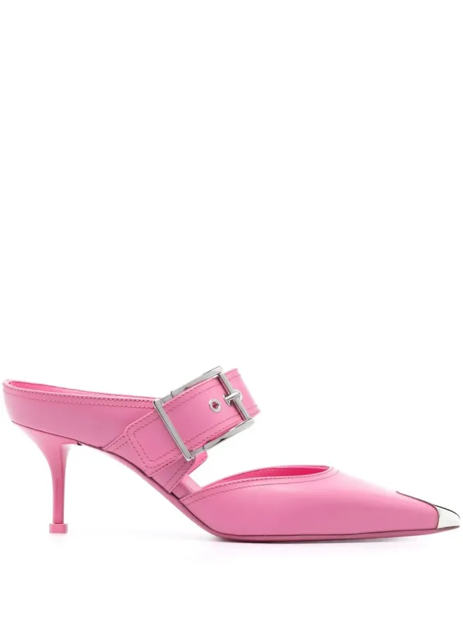 Alexander McQueen Alexander McQueen メタリック トゥキャップ付きミュールの商品画像
