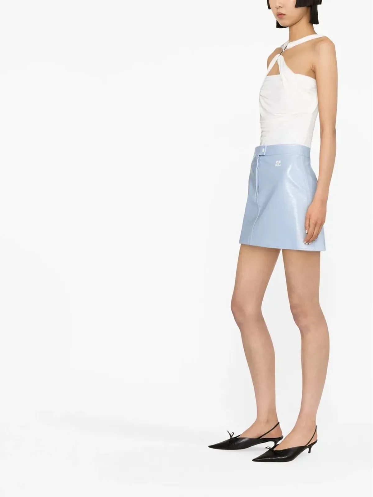 Courrèges ロゴ刺繍ミニスカート - 画像3