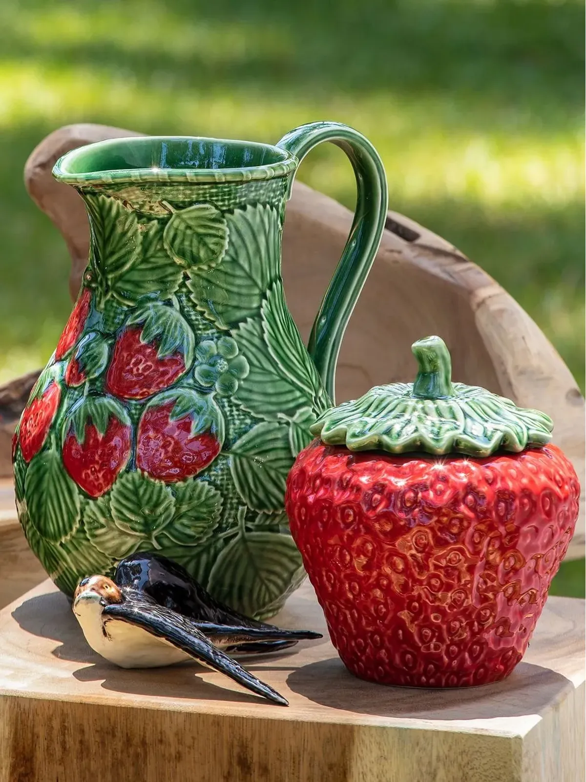 Bordallo Pinheiro Morango strawberry print pitcher - Green - 画像4
