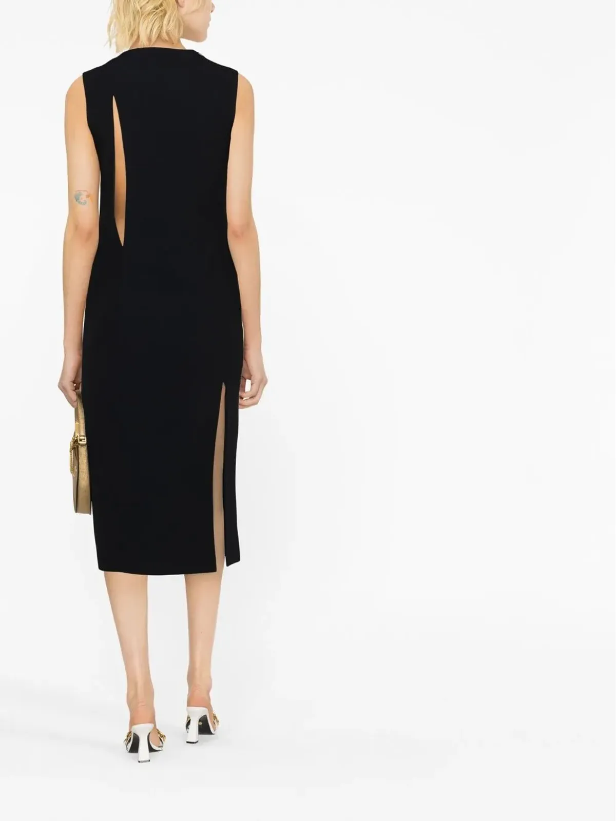 Versace カットアウト ノースリーブ ミディドレス - ブラック - 画像4