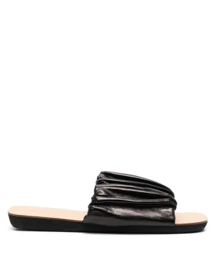 Jil Sander レザー ギャザー付きスライド - サムネイル1