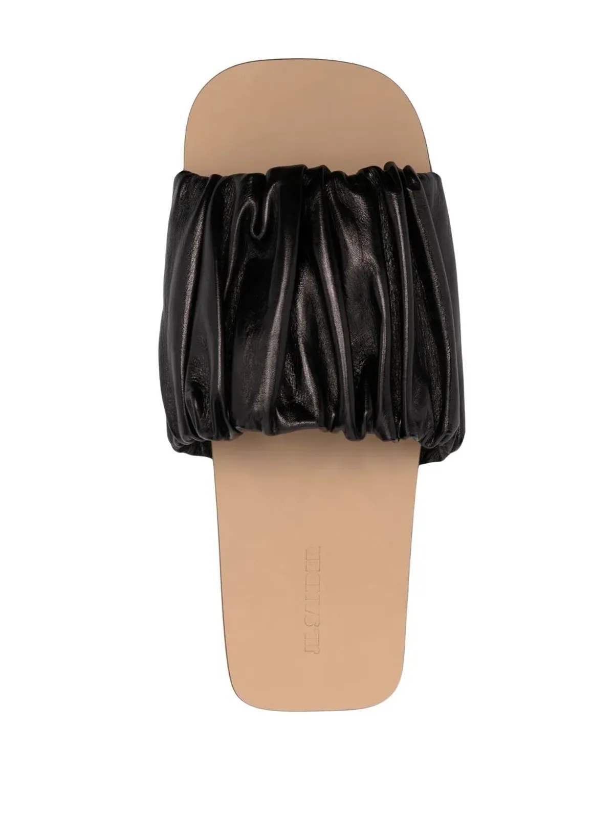 Jil Sander レザー ギャザー付きスライド - 画像4