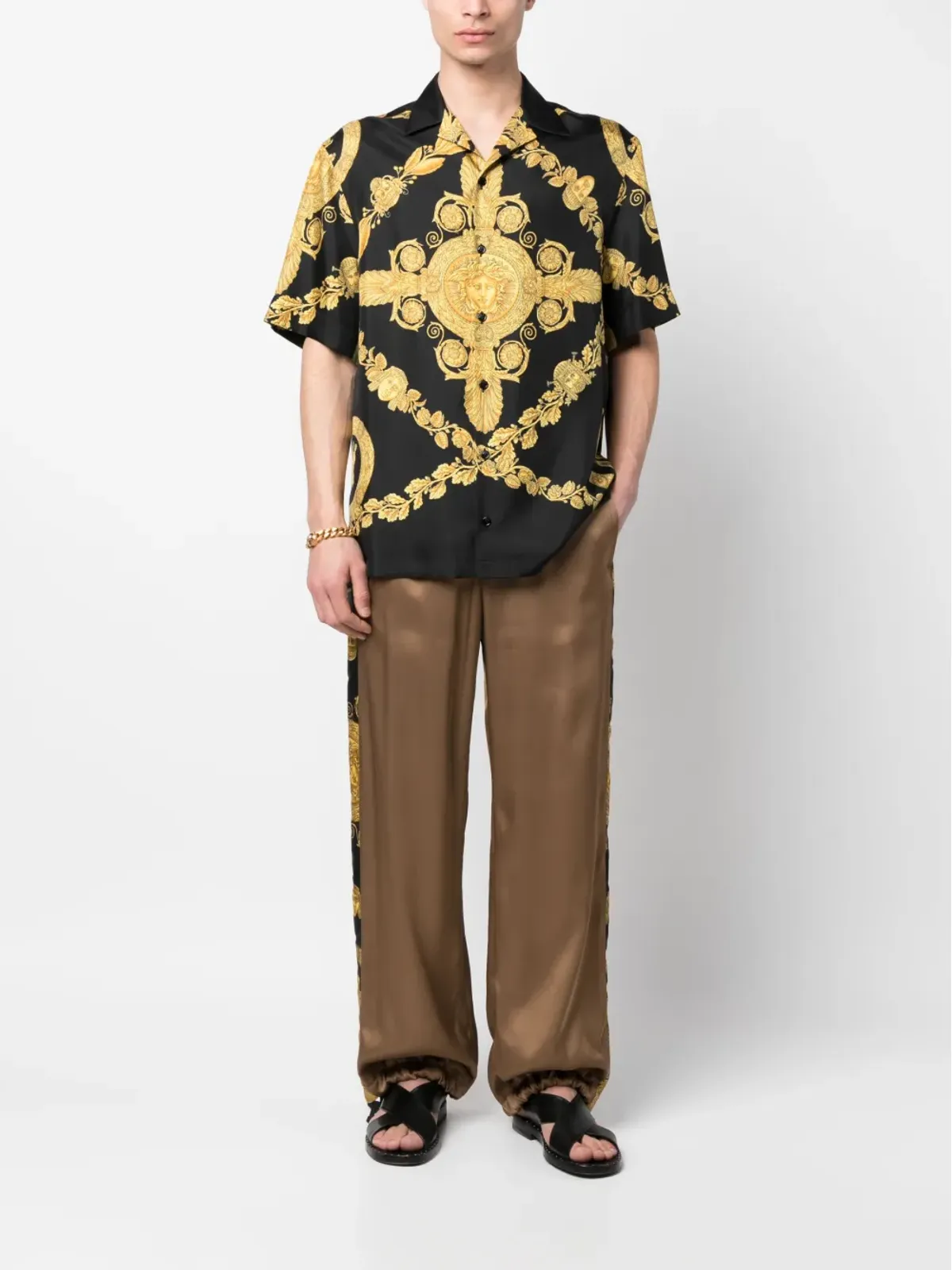 Versace バロッコ柄 ワイドレッグパンツ - ブラウン - 画像2