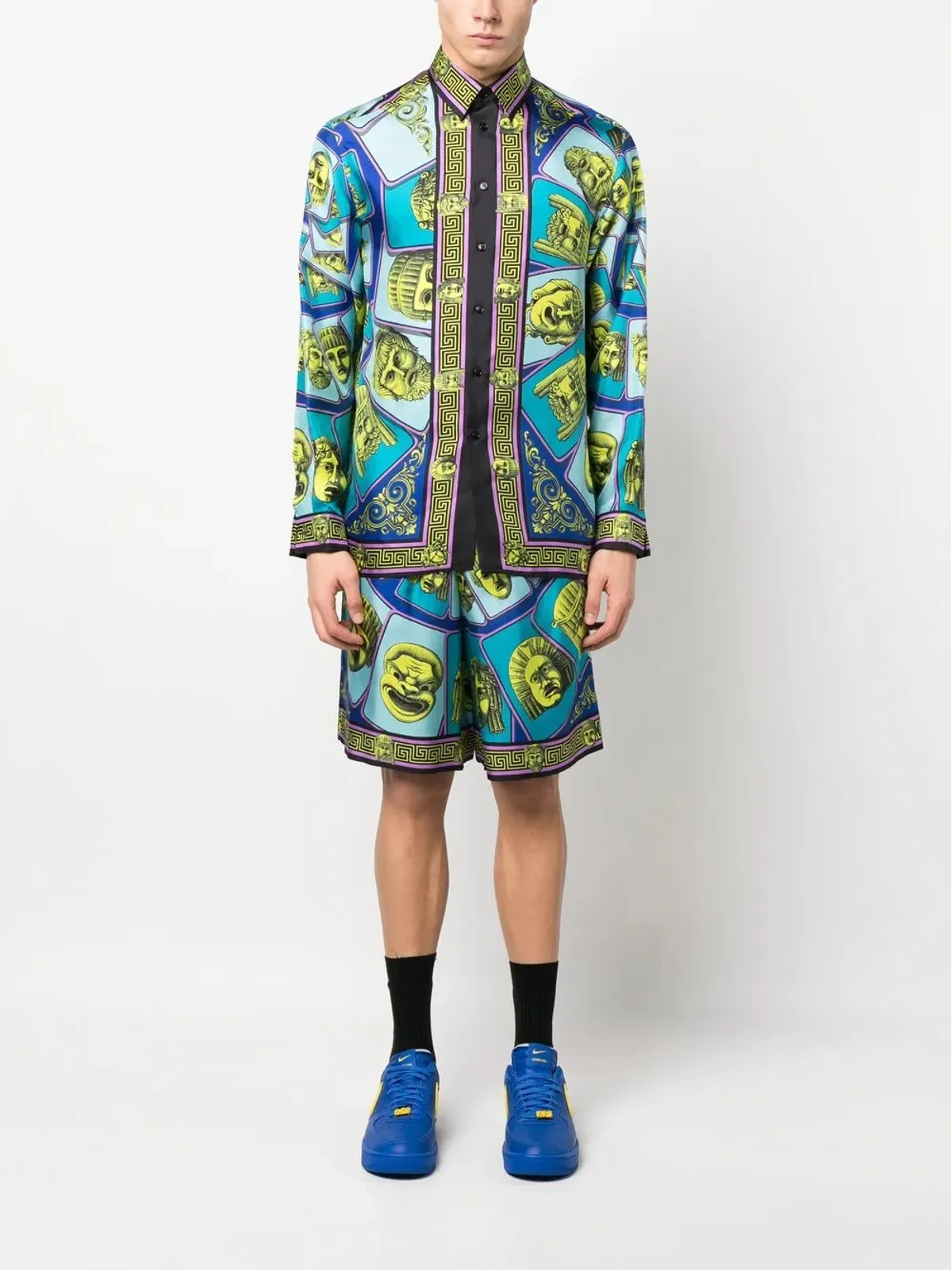 Versace Le Maschereプリント シルクショーツ - 画像2
