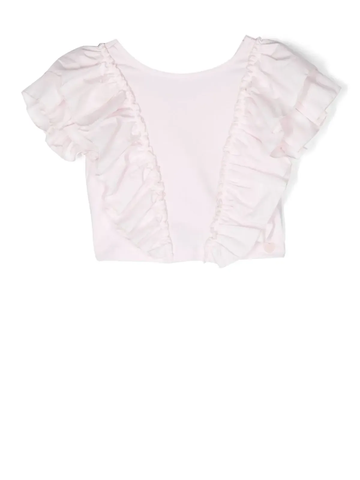 Monnalisa フリル付きコットンTシャツ - ピンク - 画像1