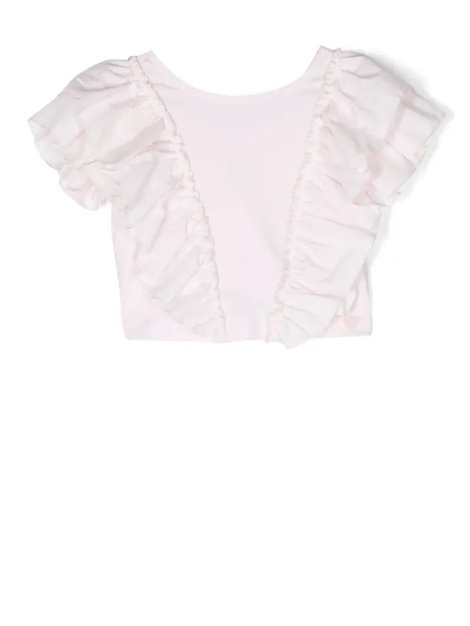 Monnalisa Monnalisa フリル付きコットンTシャツ - ピンクの商品画像
