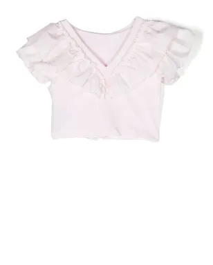 Monnalisa フリル付きコットンTシャツ - ピンク - サムネイル2