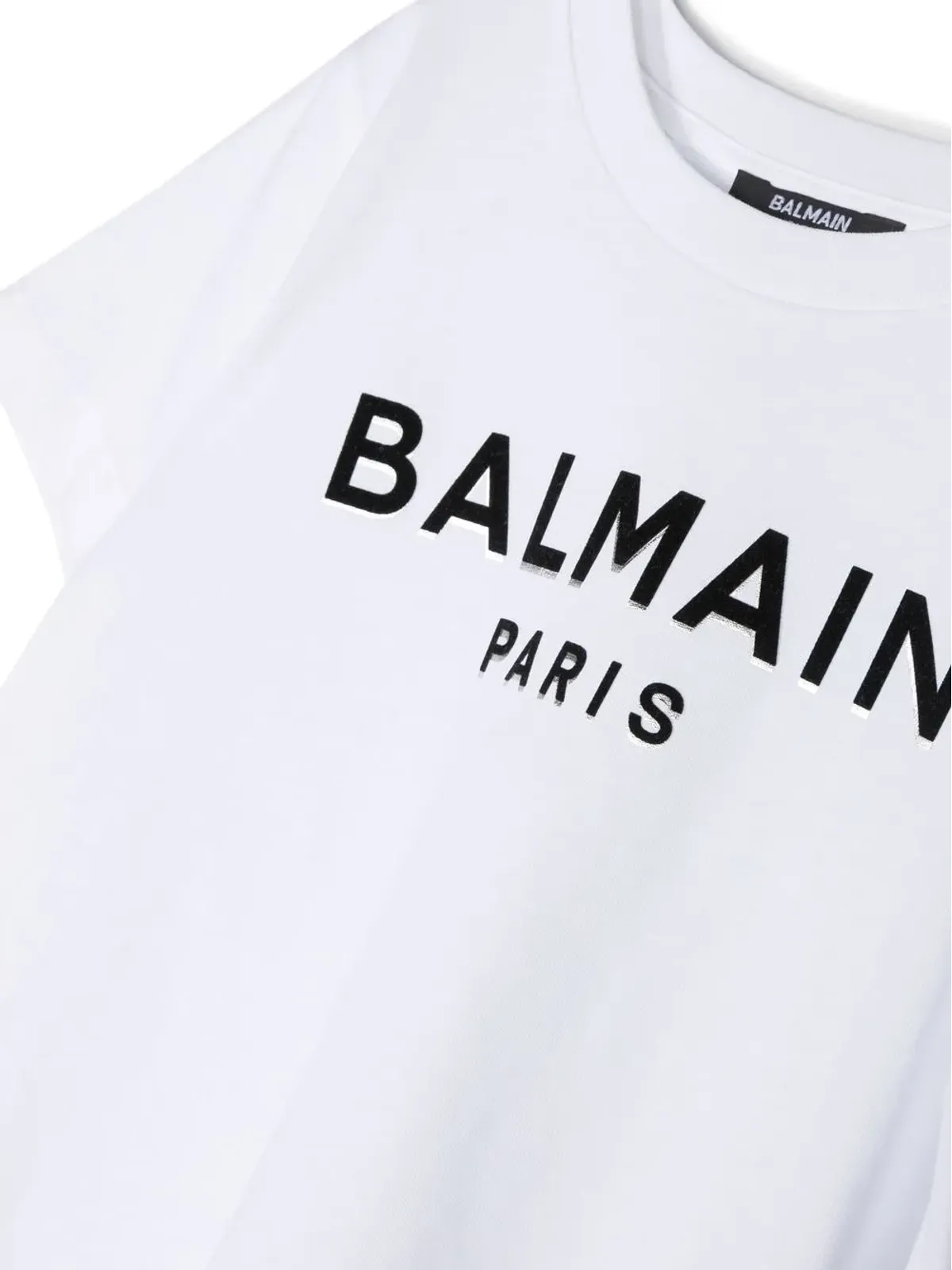 Balmain Kids フロックドロゴ コットンTシャツ（ホワイト） - 画像3