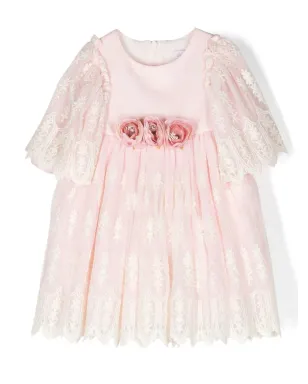 Patachou レースの半袖ドレス ピンク - サムネイル1