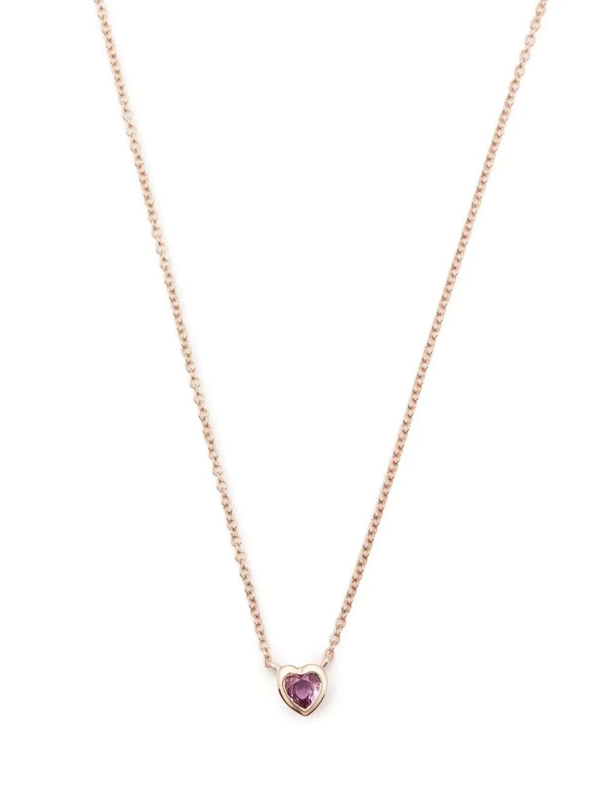 Ef Collection ローズゴールド 14K ハート型サファイア ネックレス（ピンク） - 画像1