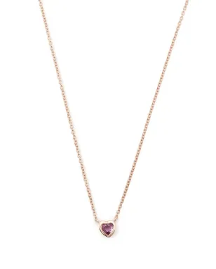 Ef Collection ローズゴールド 14K ハート型サファイア ネックレス（ピンク） - サムネイル1