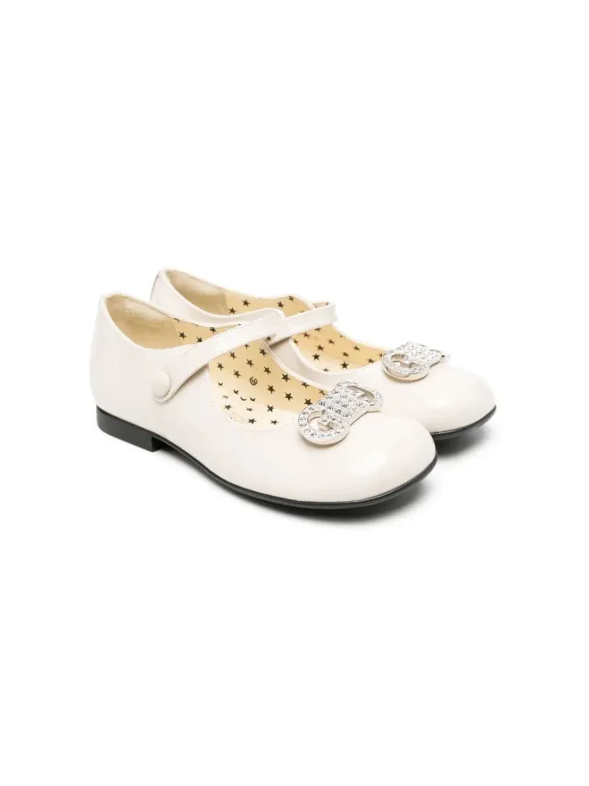 Gucci Kids Gucci Kids ロゴプレート付きバレエシューズ - Whiteの商品画像