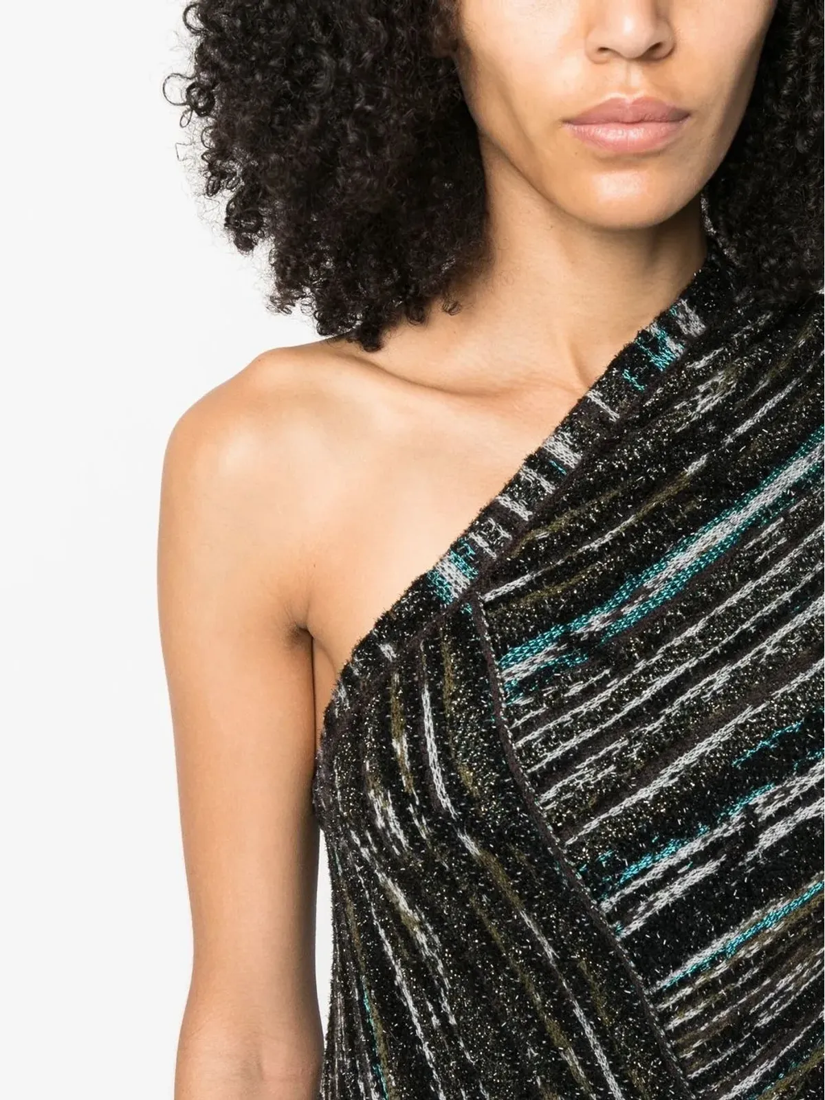 Missoni Pre-Owned 2000s metallic one-shoulder top - Black - 画像5