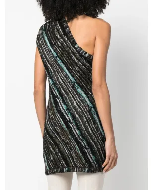 Missoni Pre-Owned 2000s metallic one-shoulder top - Black - サムネイル4