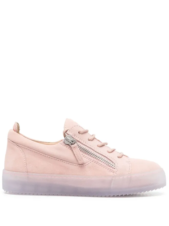 Giuseppe Zanotti Giuseppe Zanotti ジップディテール レザー ロー・トップスニーカー ピンクの商品画像