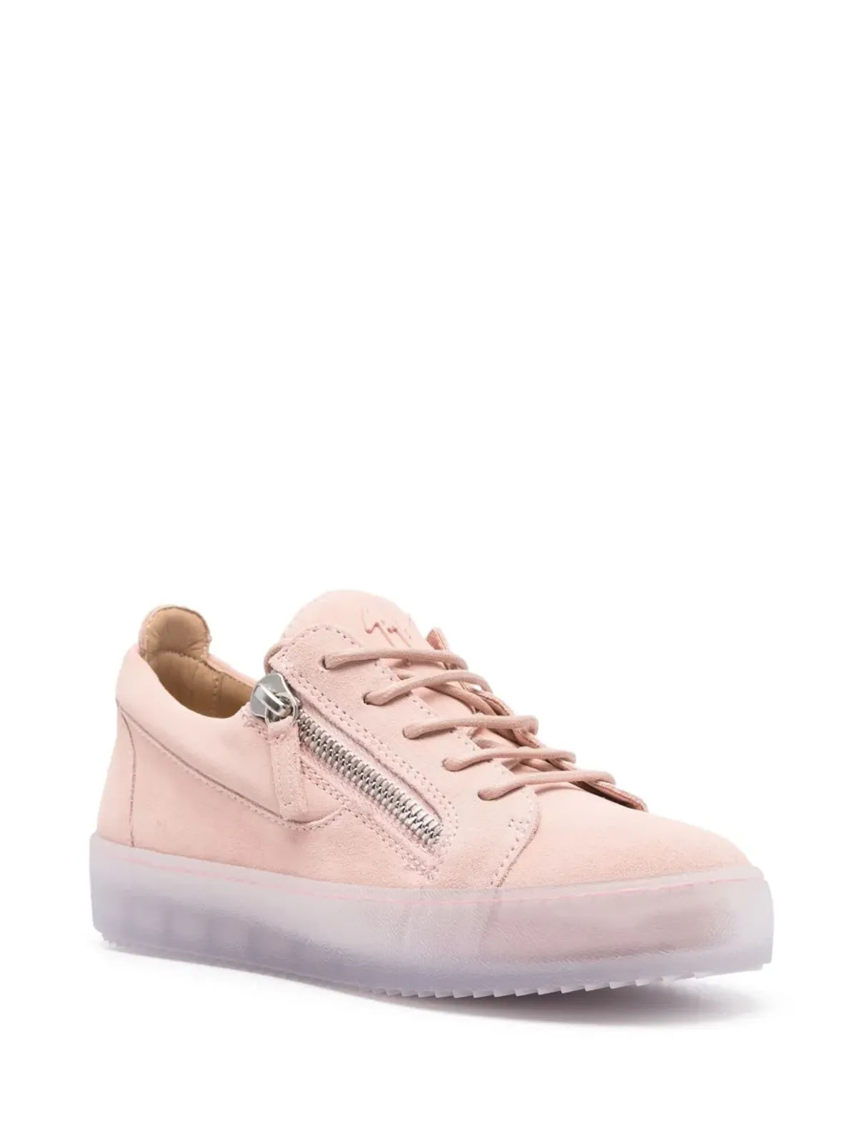 Giuseppe Zanotti ジップディテール レザー ロー・トップスニーカー ピンク - 画像2