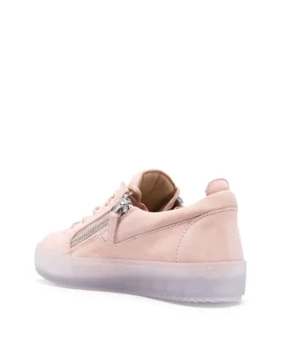 Giuseppe Zanotti ジップディテール レザー ロー・トップスニーカー ピンク - サムネイル3