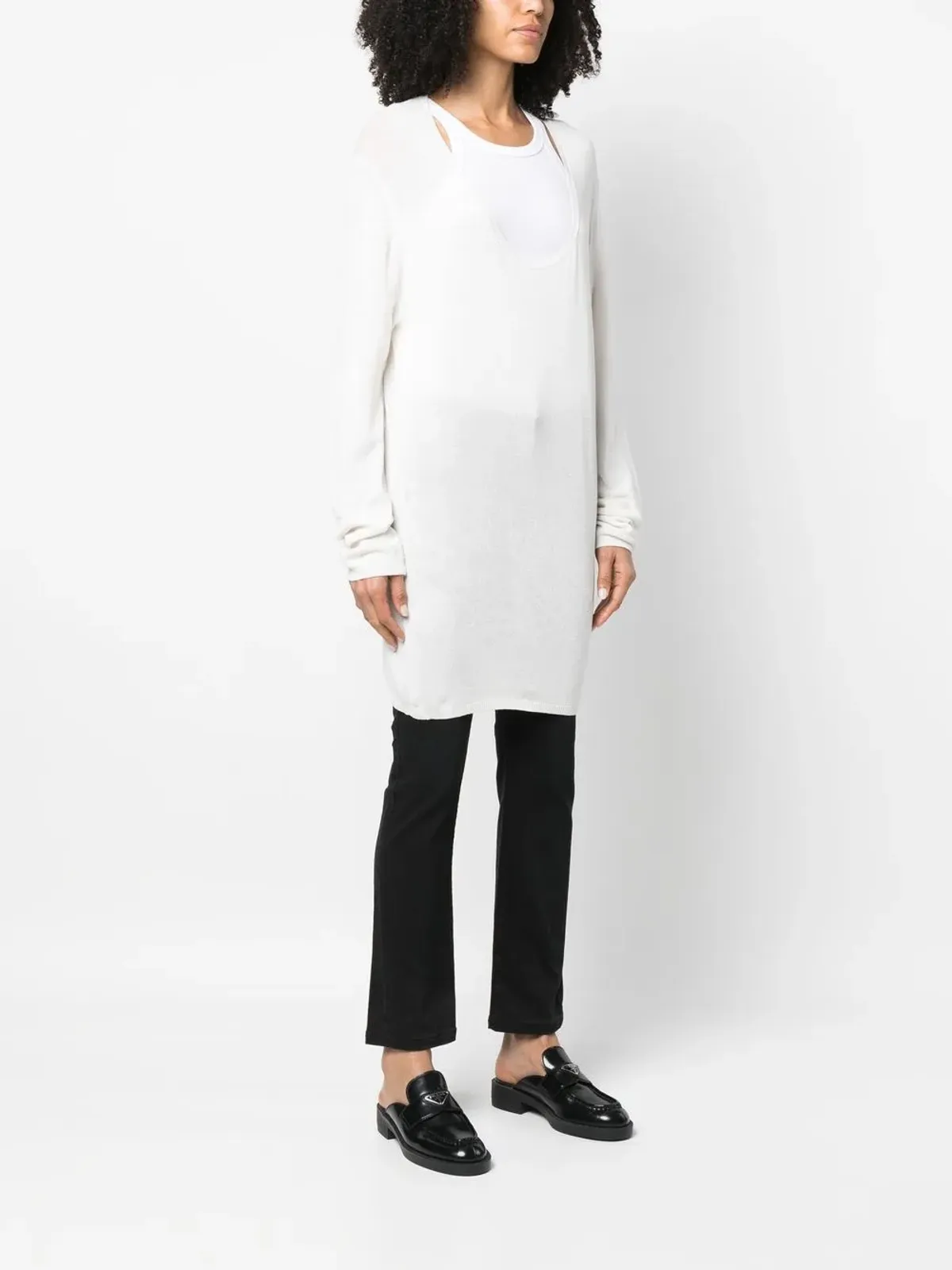 Prada Pre-Owned ロングラインプランジTシャツ - 画像3
