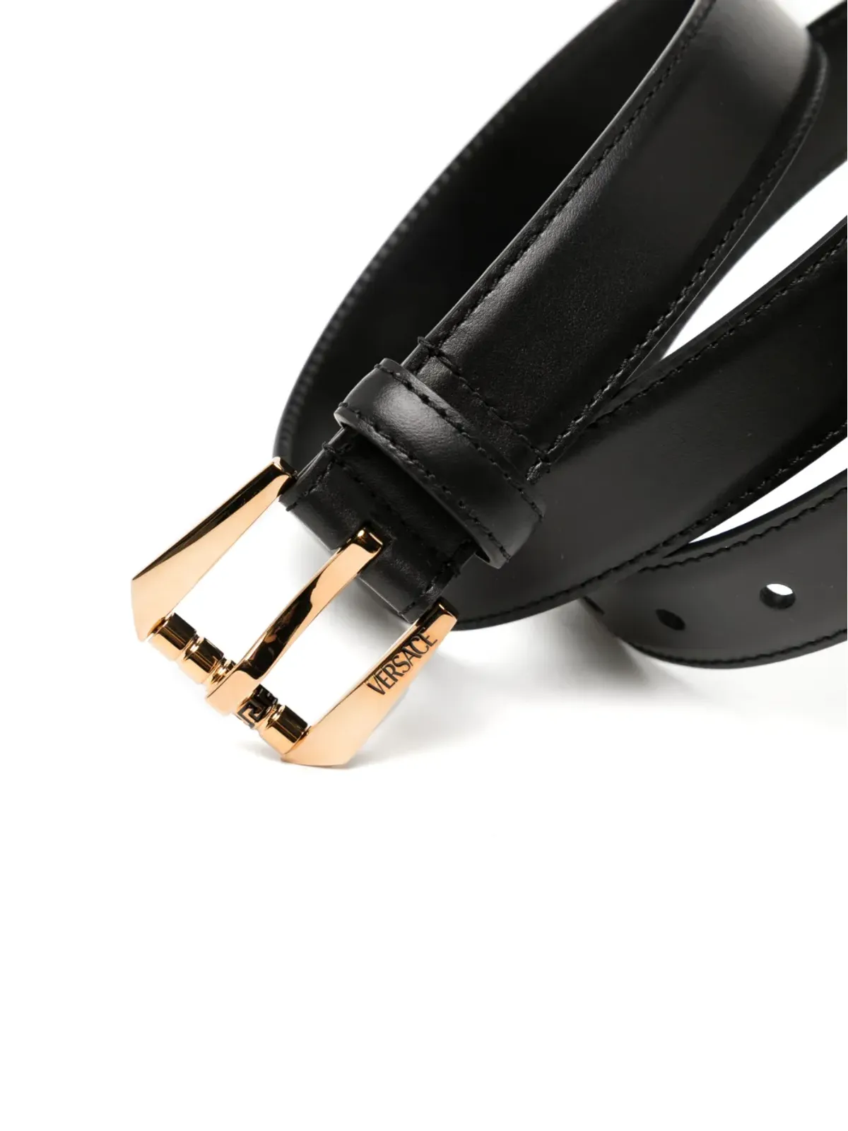 Versace ロゴ刻印 レザーベルト - 画像2