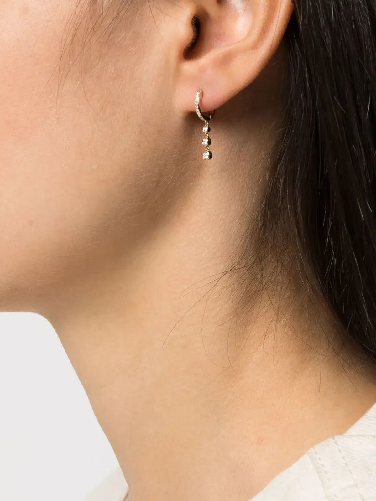Ef Collection 14K イエローゴールド ダイヤモンド ハグイヤリング - 画像2