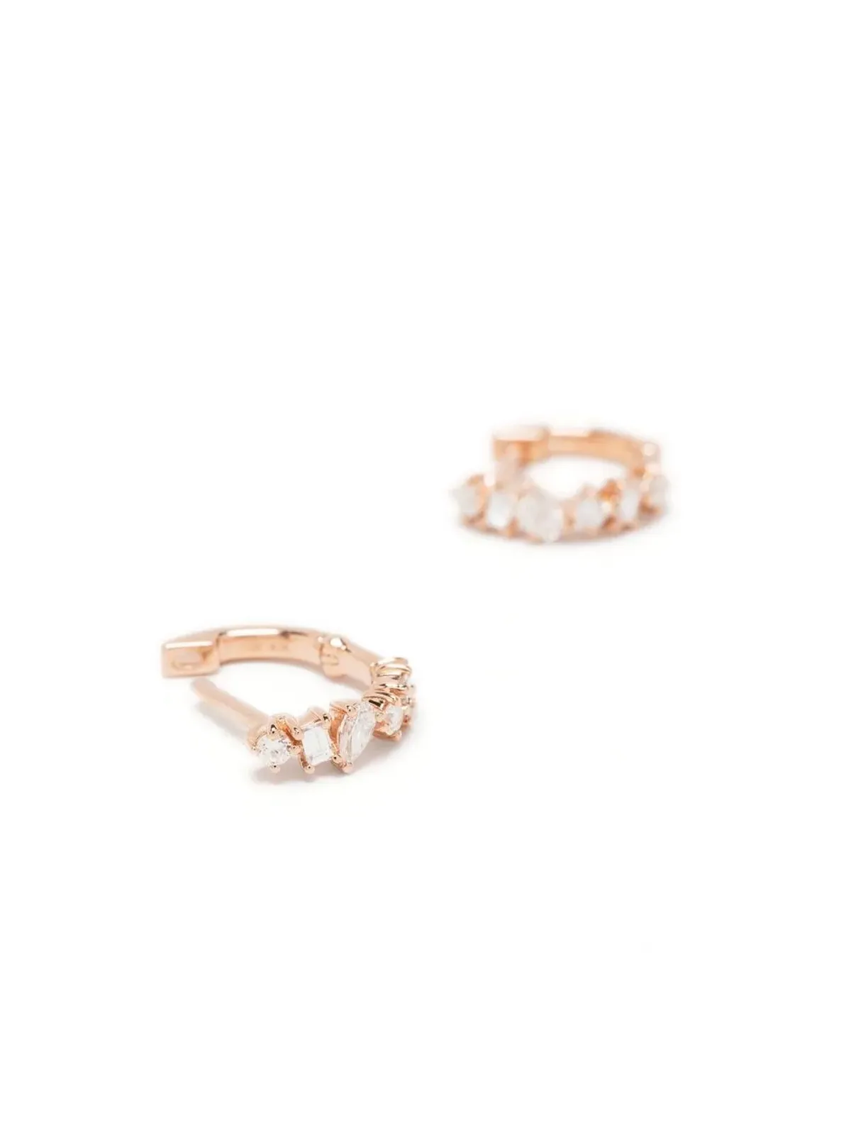 Ef Collection ローズゴールド 14K ダイヤモンド ハギーイヤリング - 画像3