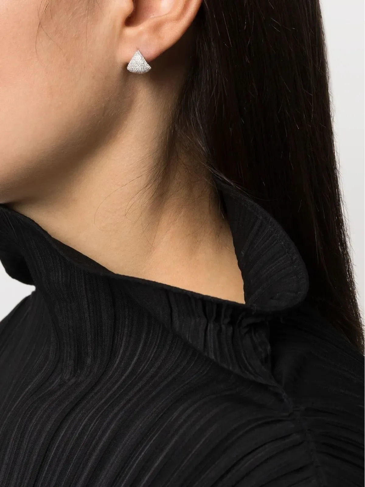 Ef Collection 14Kホワイトゴールド ダイヤモンド スタッドピアス - シルバー - 画像2