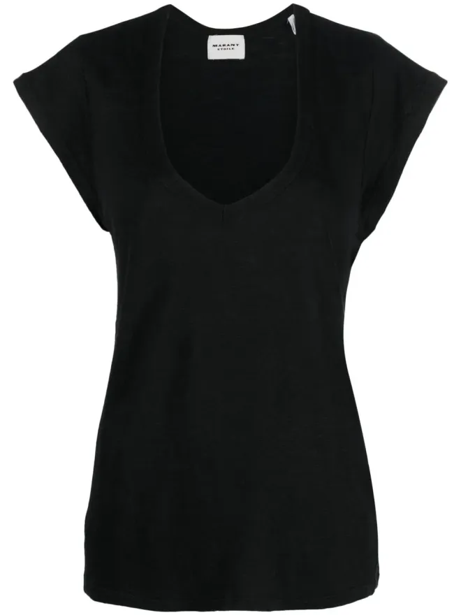 MARANT ÉTOILE MARANT ÉTOILE Zankou リネン半袖トップス - ブラックの商品画像