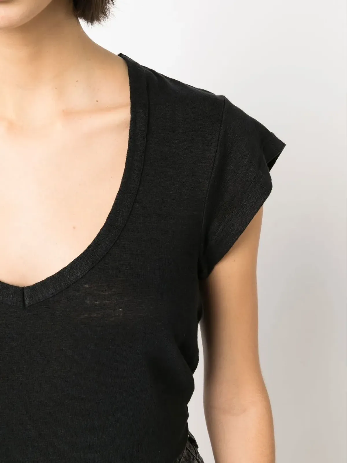 MARANT ÉTOILE Zankou リネン半袖トップス - ブラック - 画像5