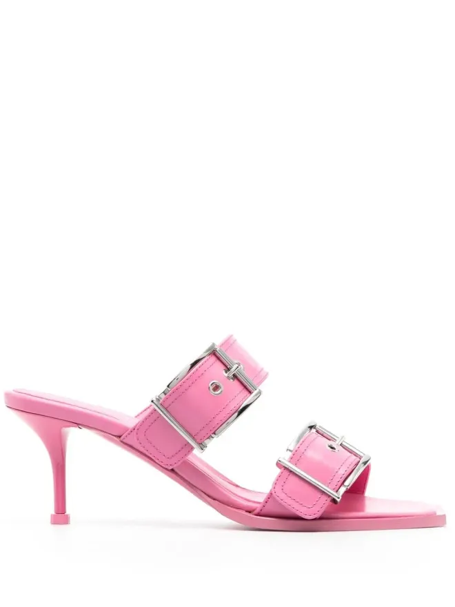 Alexander McQueen Alexander McQueen バックル付きレザーサンダル - ピンクの商品画像