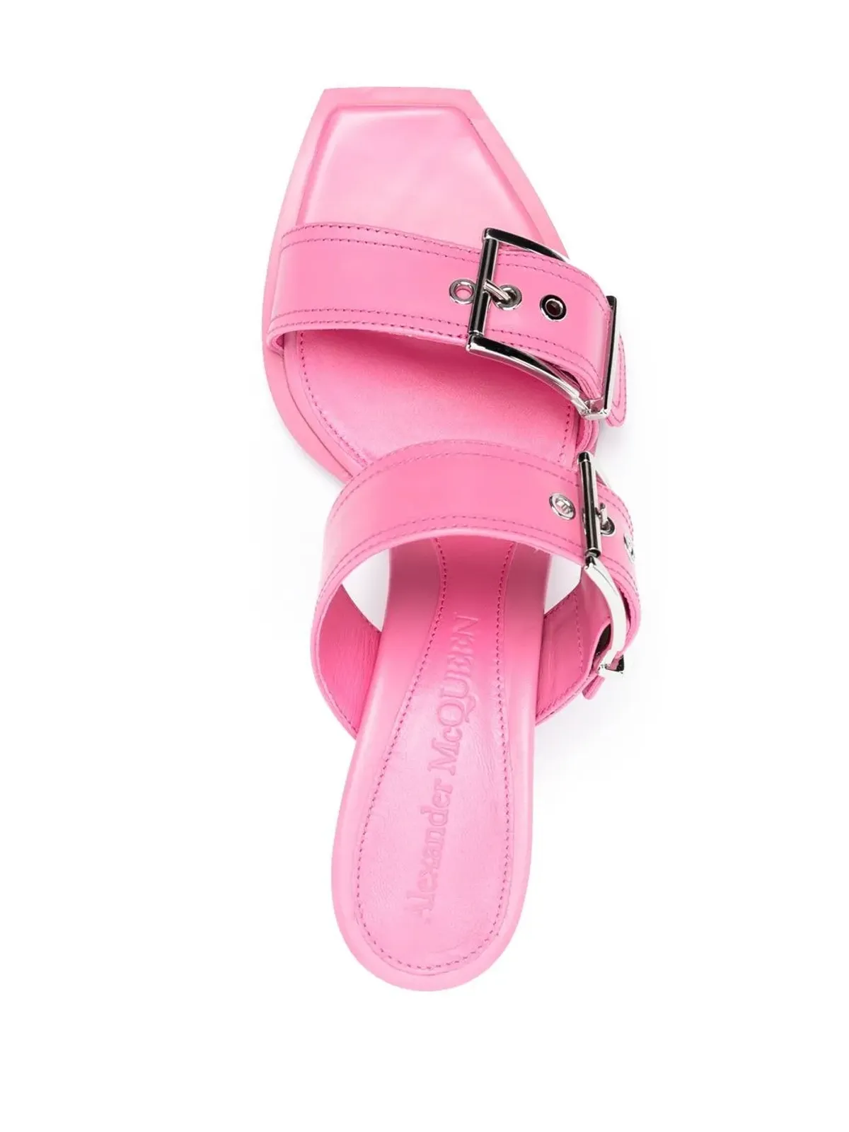 Alexander McQueen バックル付きレザーサンダル - ピンク - 画像4